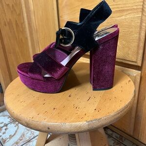 Circus by Sam Edelman Velvet Platform Heels in Black and Burgundy